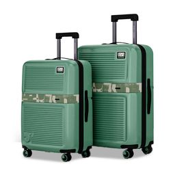 Urban Jungle Set Of 2 Olive Green Small & Medium Hard Luggage Trolley-13