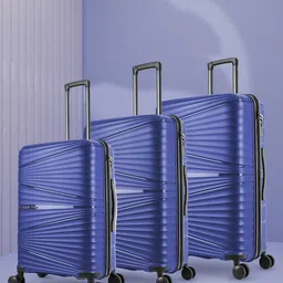 Nasher Miles Set Of 3 Navy Blue Solid Hard-Sided Trolley Bags-10