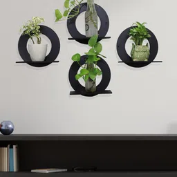 RANDOM Black Set of 4 Moon MDF Basic Wall Shelf-17