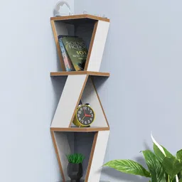 Home Sparkle White & Brown MDF Basic Wall Shelf-8