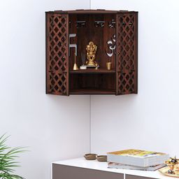 RANDOM Brown Wooden Pooja Stand-31