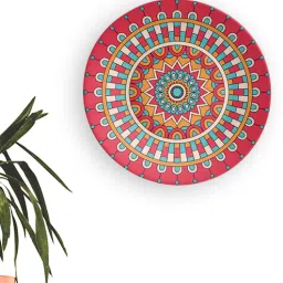 quirk india Geometric Passion Orange Decorative Wall Plate-picture-3