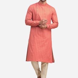 THE KURTA COMPANY Striped Mandarin Collar Kurta-image-102