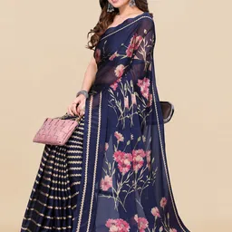 KALINI Floral Printed Half And Half Saree-19
