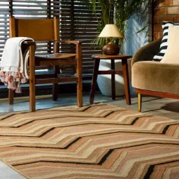 obeetee Beige Wool Geometric 6 x 9 Feet Hand Woven Carpet-picture-7