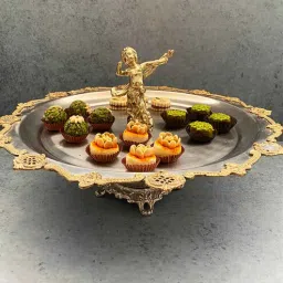 izzhaar Revolving Angel Silver Stainless steel & Brass Appetizer Platter-picture-33