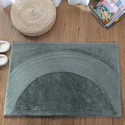 Green Solid Polyester 24x16 Inches AntiSkid Bath Mat by Luxe Home International-picture-14