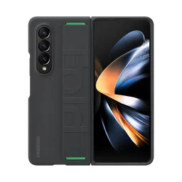 SAMSUNG Silicone Back Cover for SAMSUNG Galaxy Z Fold4 (Carrying with Strap, Black)-18
