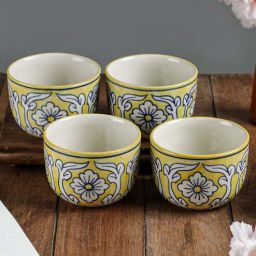Manohar Yellow & White 300ml (Set of 4) Ceramic Dinner Bowl by Vareesha-picture-4