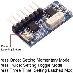 ROBOWAY 433MHz Wireless Remote Control Switch Mini Receiver Built-in Learning Code 1527 Decoding 4 Channel Output with 656 FT Long-Distance Remote Control 4-Button Transmitter White image 2