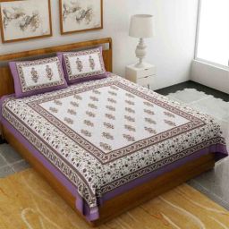 uniqchoice Purple Traditional 120 TC 100% Cotton Queen Bedsheet With 2 Pillow Covers-picture-41