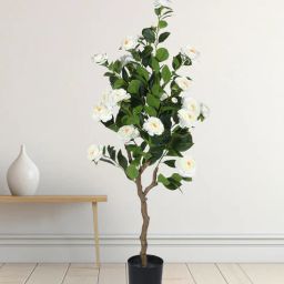 Arick Decor 47 Inch Artificial Camellia Rose Flowers Plants With Black Pot-picture-24