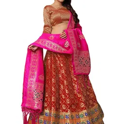KALINI Embroidered Semi-Stitched Lehenga & Unstitched Blouse With Dupatta-picture-42