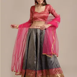 Warthy Ent Women Grey & Pink Lehenga Choli-picture-18