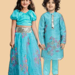 PICCOLO Girls Green & Pink Mirror Work Ready to Wear Lehenga Choli-picture-50