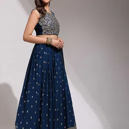 Fabcartz Embellished Sequinned Semi-Stitched Lehenga & Unstitched Blouse With Dupatta image 4
