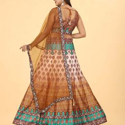 EthnicTree Printed Mirror Work Ready to Wear Lehenga & Blouse With Dupatta image 4