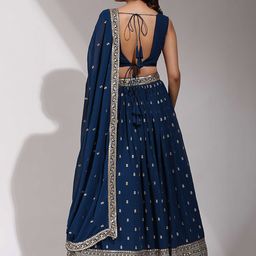Fabcartz Embellished Sequinned Semi-Stitched Lehenga & Unstitched Blouse With Dupatta image 5