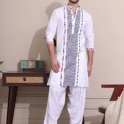 MIDAV Abstract Printed Mandarin Collar Cotton Straight Kurta-19