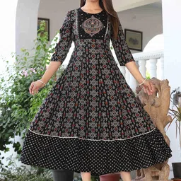 KALINI Geometric Printed Sequinned Anarkali Kurta image 1