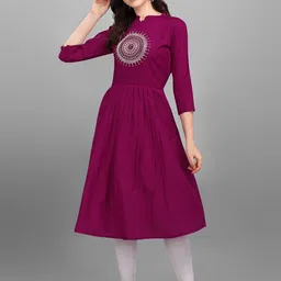 Kinjo Mandarin Collar Mirror Work Ethnic Motifs Embroidered Pleated Anarkali Kurta-image-92