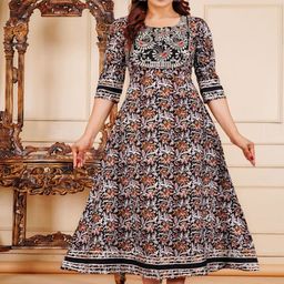 Divsy Fashion Floral Printed Zari Round Neck Anarkali Kurta-image-123