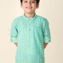 Fabindia Boys Ethnic Motifs Mandarin Collar Cotton Kurta-picture-37