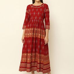 Vastralay Women Maroon Printed Anarkali Kurta-image-49