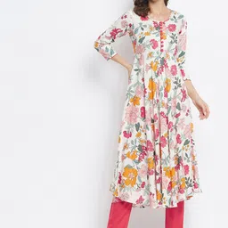 Tissu White Floral Printed Kurta-image-99