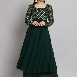 Poshak Hub Floral Yoke Design Georgette Anarkali Kurta-18