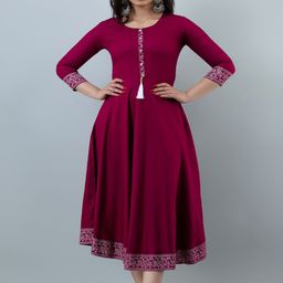 PEARL IND Round Neck Rayon Anarkali Kurta-picture-52