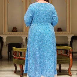 KALINI Plus Size Printed Mirror Work Angrakha Kurta image 5