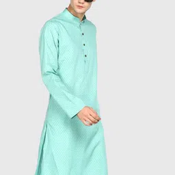 Sanwara Men Sea Green Solid Straight Kurta-image-74