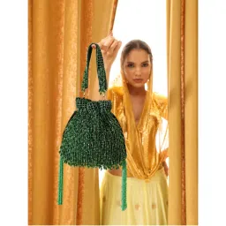 THE TAN CLAN Green Rosa Potli Bag-picture-12