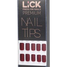 LICK 24 Pcs Matte Artificial Reusable Nail Extensions with Application Kit - Maroon image 4