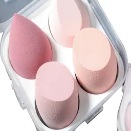 CHRONEX Set of 4 Latex Free Makeup Beauty Blender Sponge with Egg Case - Pink-5
