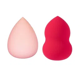 CHRONEX Set of 2 Oval & Pear Shape Latex-Free Puff Blending Sponge - Pink & Red-15