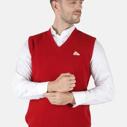 Monte Carlo Men Maroon Wool Sweater Vest-image-49