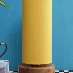 Devansh Yellow Solid Traditional Column Table Lamp with Shade-53