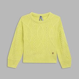 Blue Giraffe Girls Lime Green Cable Knit Pullover-image-9