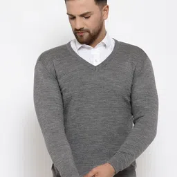 513 Men Grey Melange Solid Sweaters-picture-13