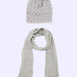 Bharatasya Men Grey Winter Beanie Cap and Muffler Set-image-25