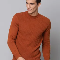 BEN SHERMAN Men Rust Pure Cotton Checked Pullover-image-51