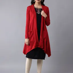W Women Red Front-Open Sweater-31