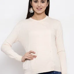 KLOTTHE Women Peach-Coloured Acrylic Button Shrug-25