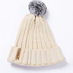 Bharatasya Kids Cream-Coloured Ribbed Acrylic Beanie Cap-1