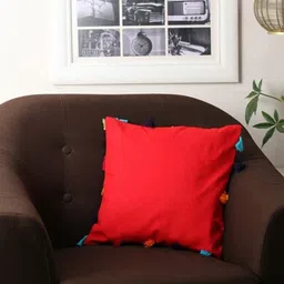 Lushomes Red & Blue Square Pure Cotton Cushion Covers-52