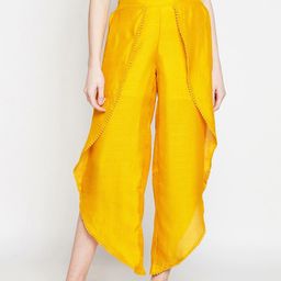Be Indi Women Mustard Yellow Flared Palazzos-image-1