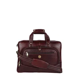 HiLEDER Unisex Brown Textured Leather  15" Laptop Bag-image-41