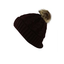 iSWEVEN Unisex Brown Solid Woolen Beanie Cap-image-87